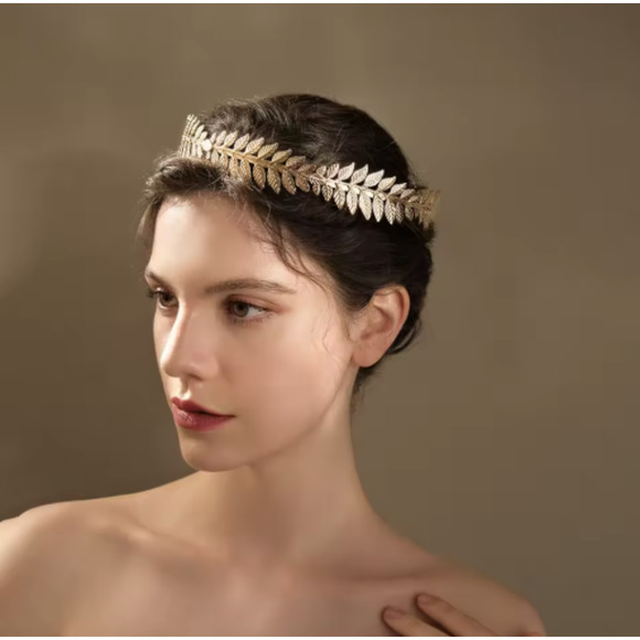 Gold Laurel Leaf Crown Greek Roman Goddess Tiara Headband Costume Accessory - Picture 1 of 6